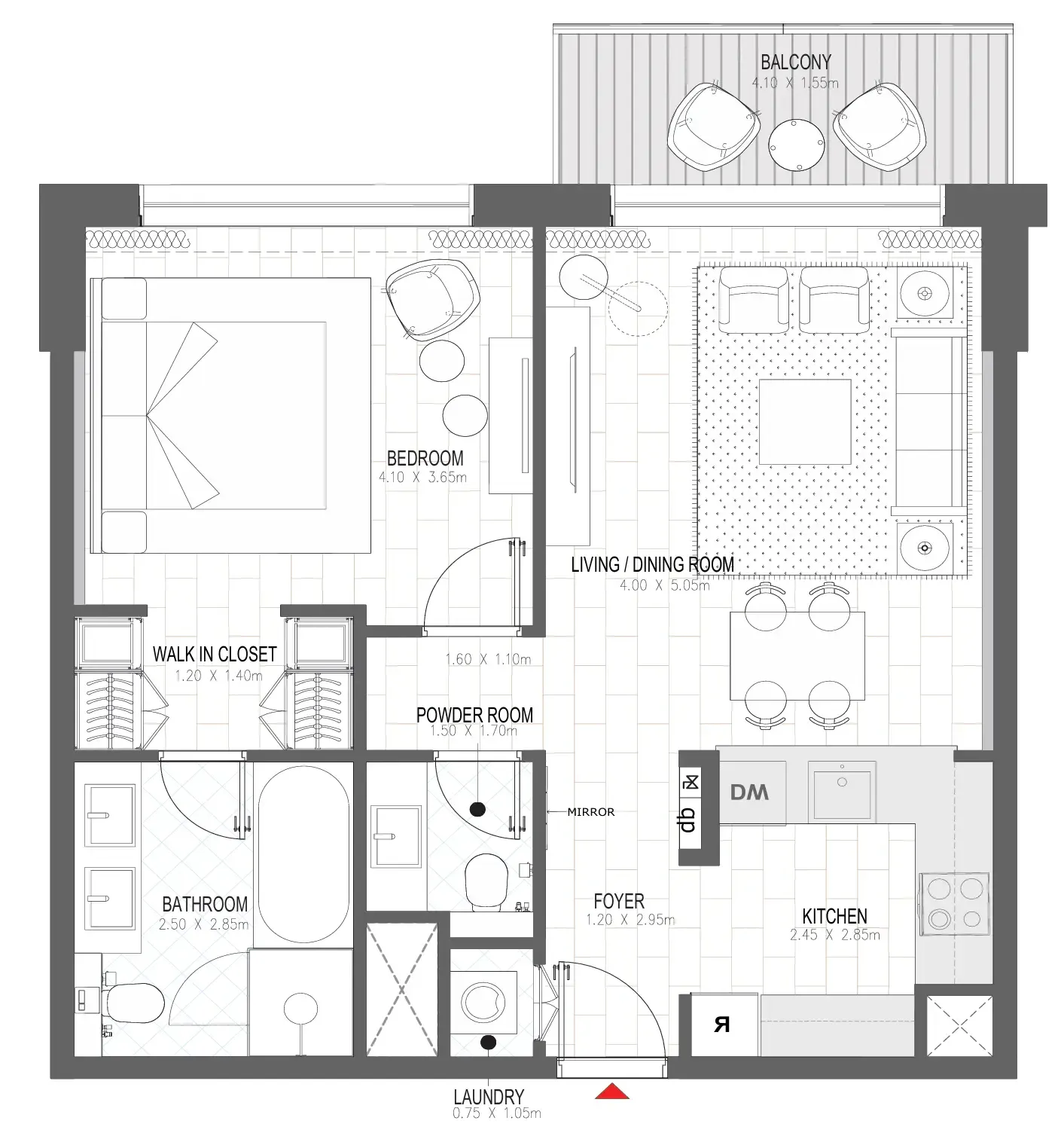Palace Residences Al Mamsha 1 bed floor plan, 815 sqft