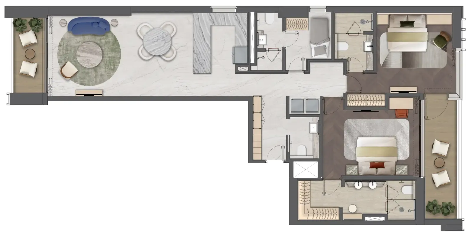 Mas Barsha Residency 2 bed floor plan, 1,589 sqft