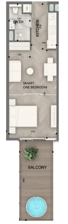 Sky Line by Peace Homes Studio floor plan, 523 sqft