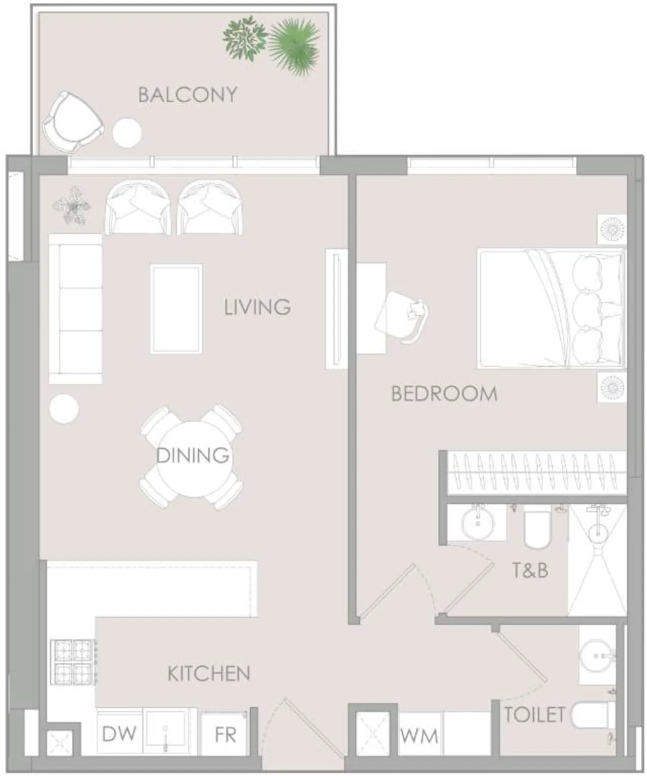 IR1DIAN Park 1 bed floor plan, 770 sqft