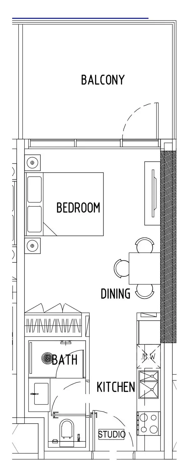 Damac District Studio floor plan, 438 sqft