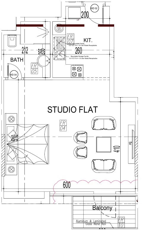 Paradise View II Studio floor plan, 558 – 602 sqft