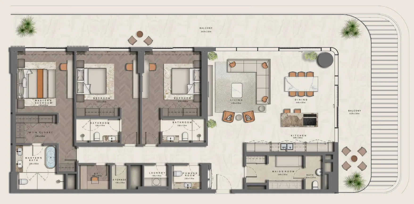 The Arthouse 3 bed floor plan, 3,027 sqft
