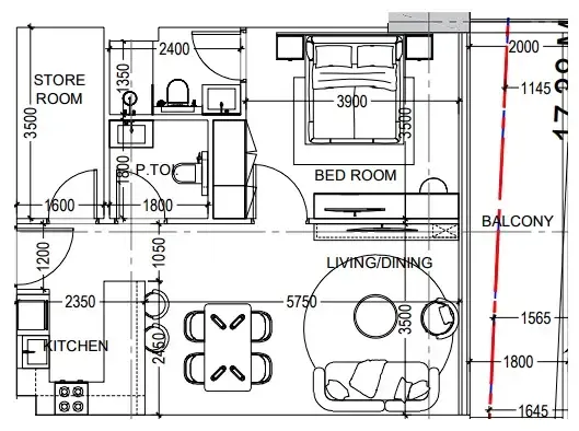 Al Haseen Residences 6 1 bed floor plan, 796 sqft