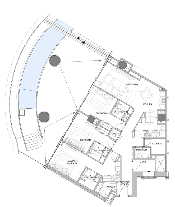 Damac Casa 3 bed floor plan, 2,964 sqft