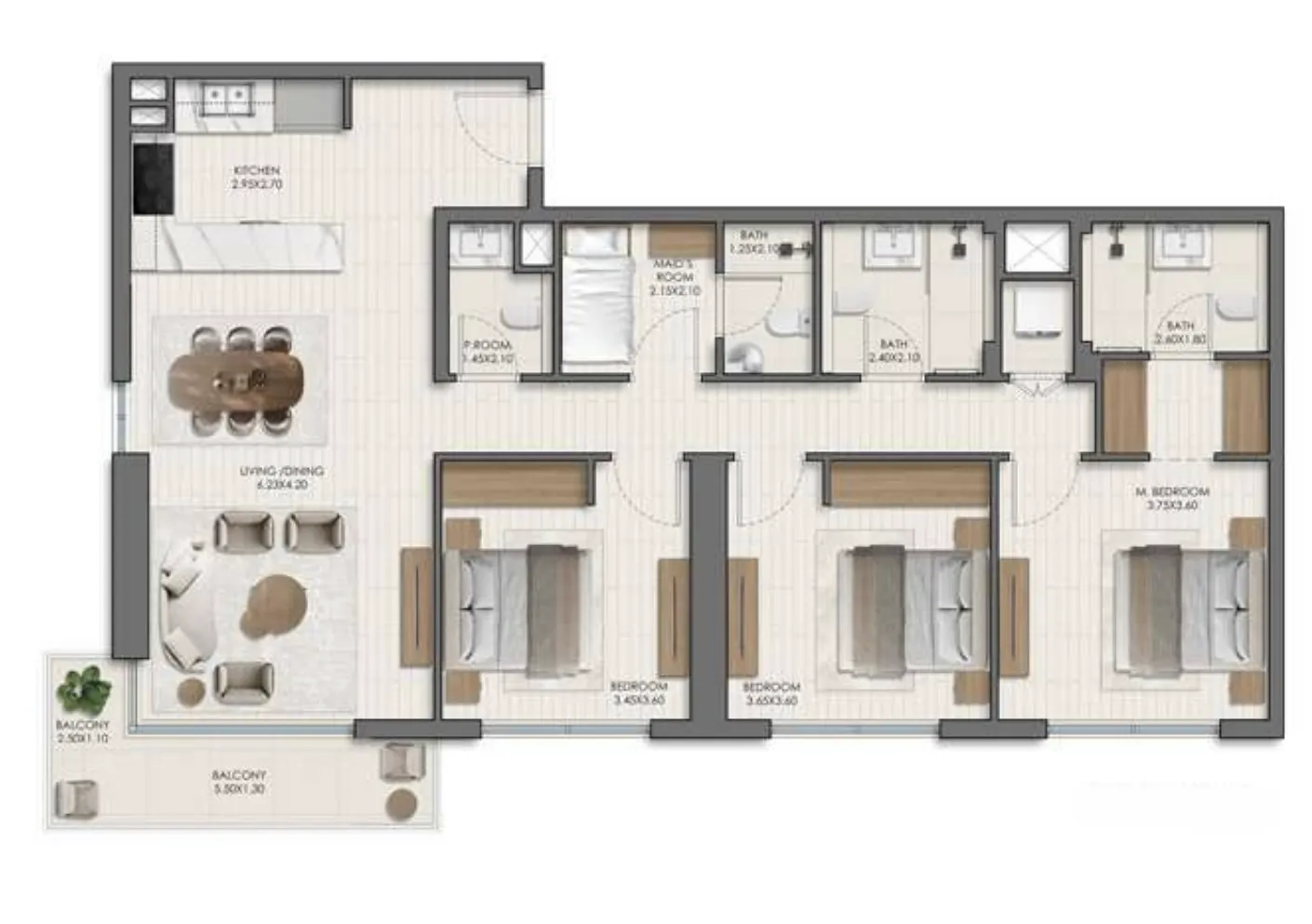 Belmont 3 bed floor plan, 1,416 sqft
