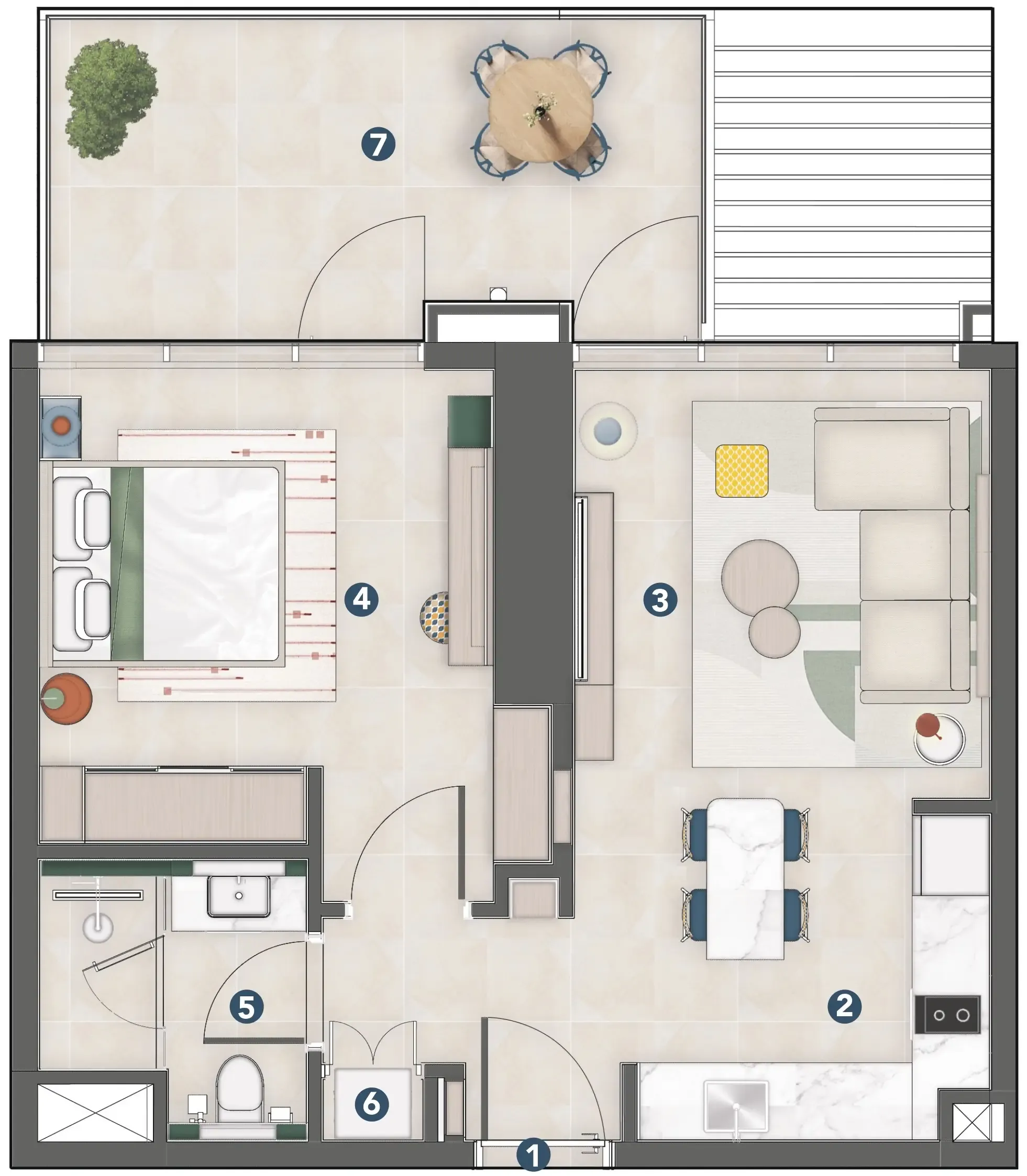 Rove Home Meydan Horizon 1 bed floor plan, 639 sqft
