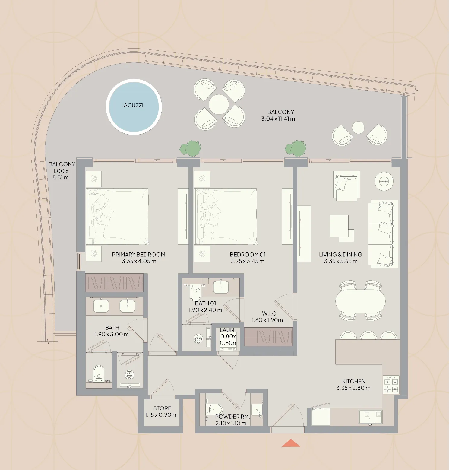 Mayfair Nexus 2 bed floor plan, 1,329 – 1,330 sqft