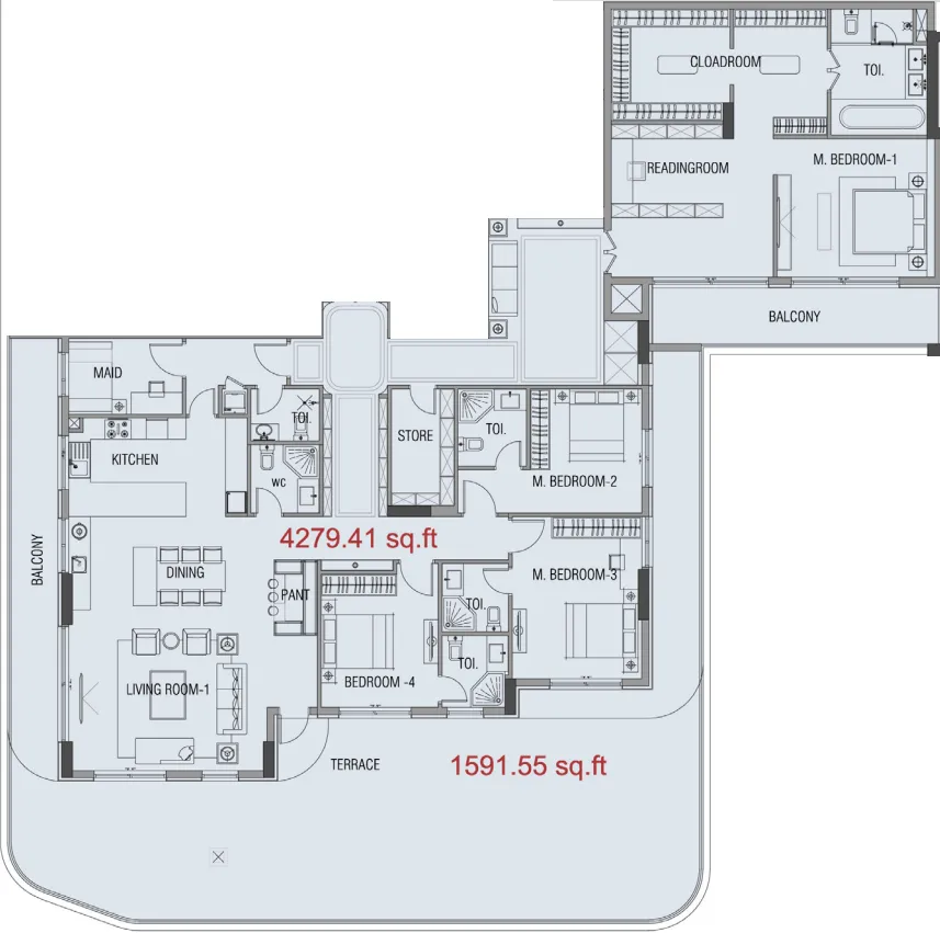 Forest City 4 bed floor plan, 4,279 sqft