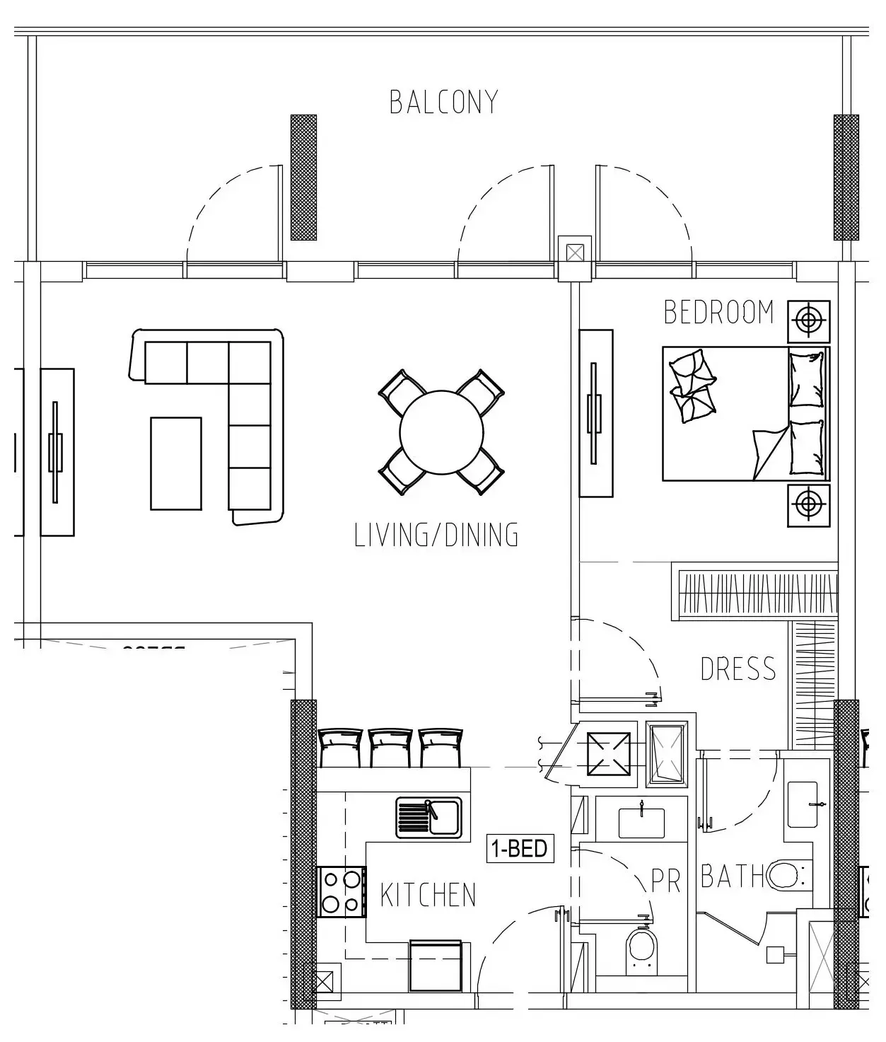 Damac Riverside Views 1 bed floor plan, 1,047 sqft