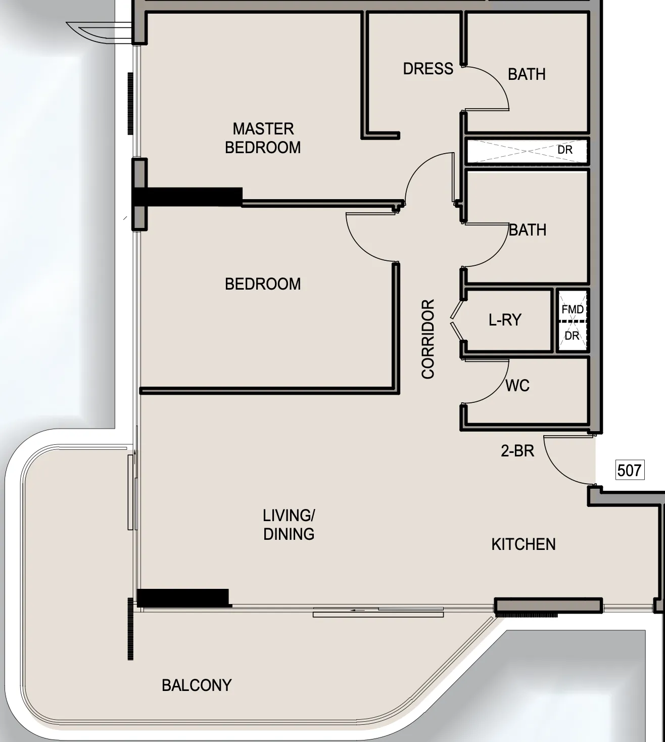Edgewater Residences 1, 2 and 3 2 bed floor plan, 1,272 sqft