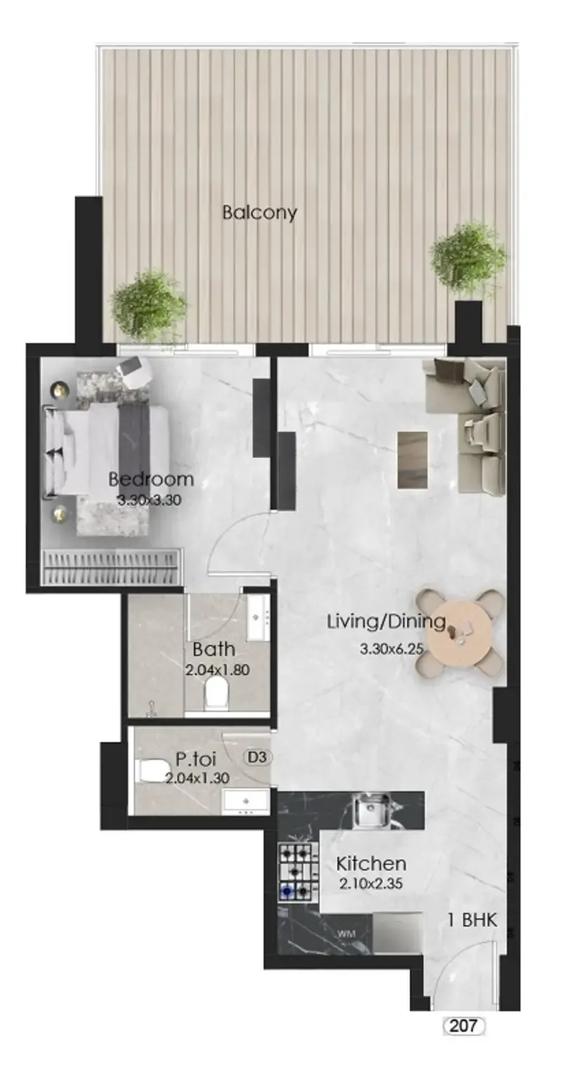 Aristo 1 bed floor plan, 826 sqft