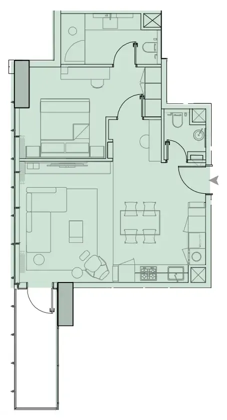 Wynwood Horizon 1 bed floor plan, 755 sqft