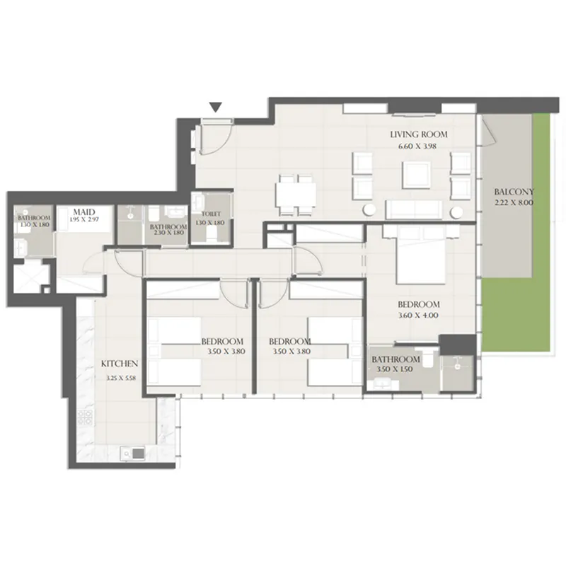 Sapphire 32 3 bed floor plan, 1,635 sqft