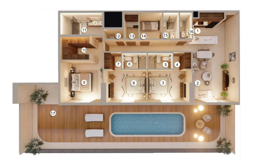 Tivanno Residence 3 bed floor plan, 3,064 sqft
