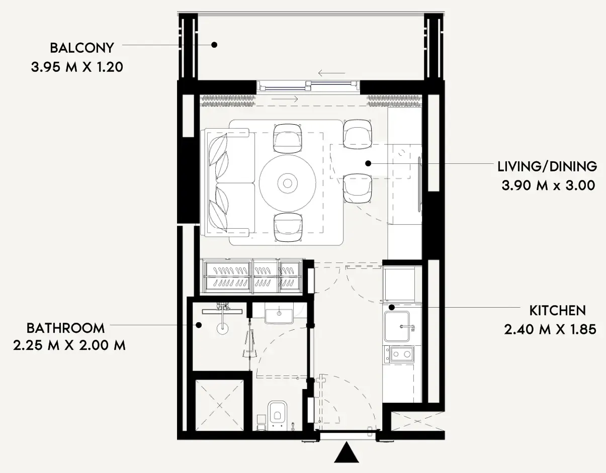Azizi Lina Studio floor plan, 326 sqft