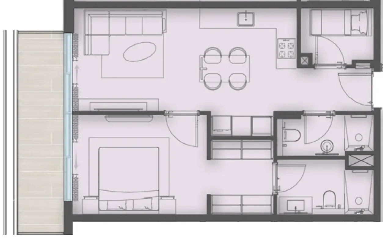 Enre Residence by Imtiaz 1 bed floor plan, 732 – 904 sqft
