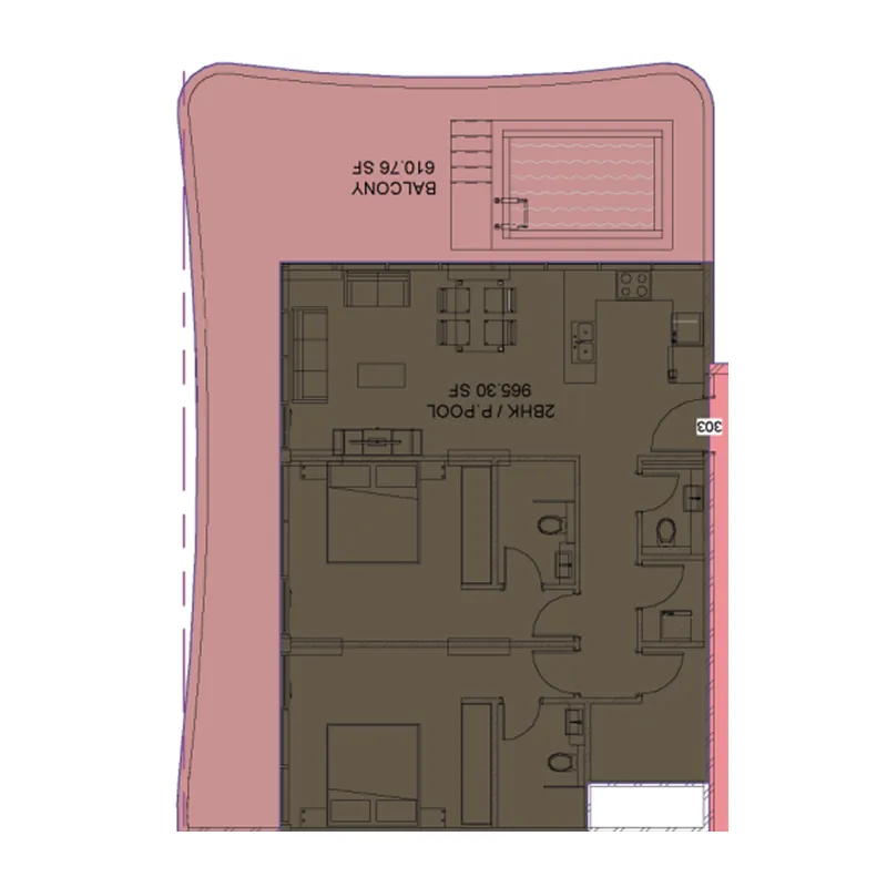 Samana Santorini 2 bed floor plan, 1,725 sqft