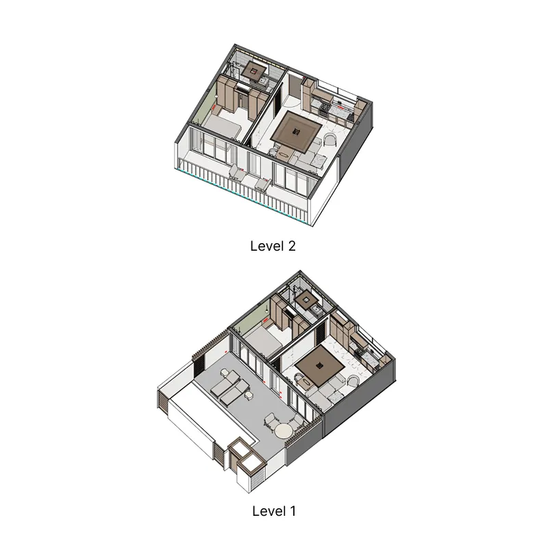ZEN 2 bed floor plan, 570 – 581 sqft