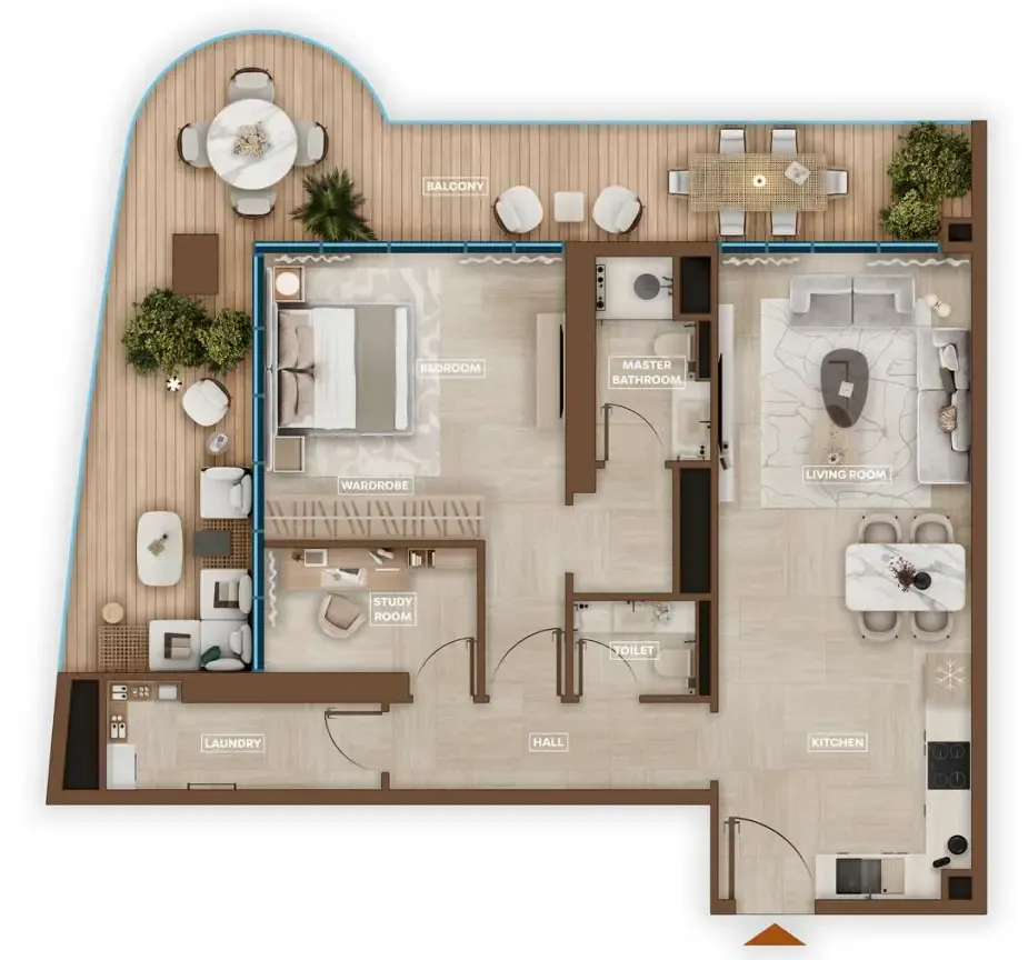 Sky Hills Astra 1 bed floor plan, 1,206 sqft