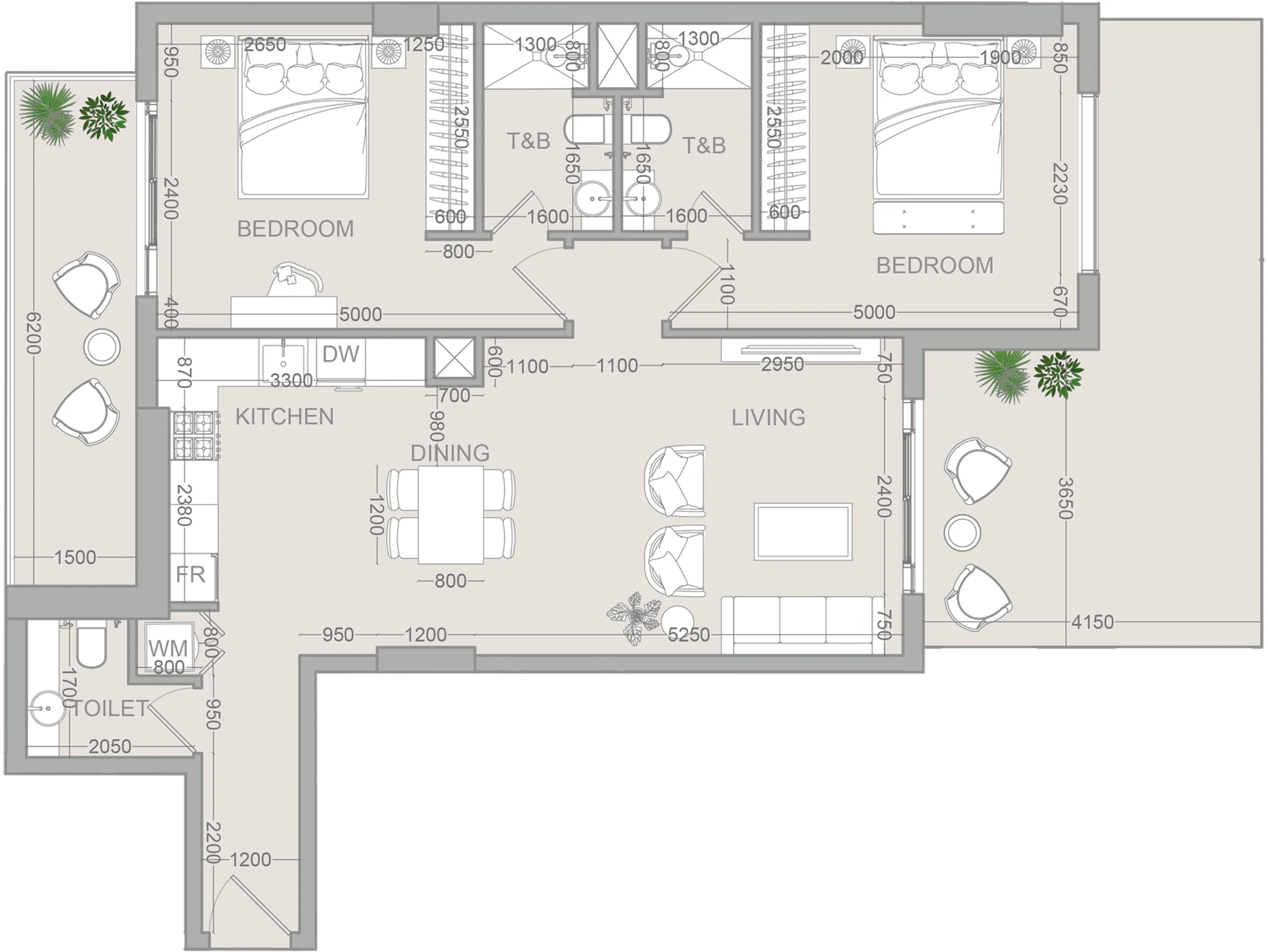 VERDAN1A 2 2 bed floor plan, 1,383 sqft