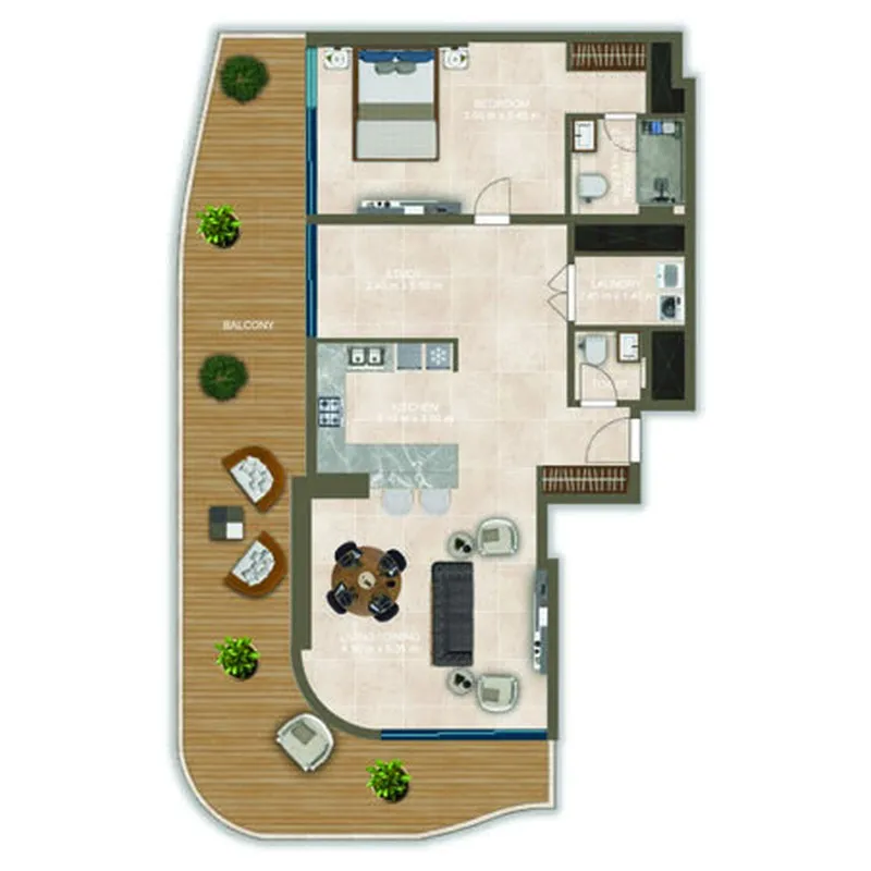 Nova Tower 1 bed floor plan, 1,528 sqft