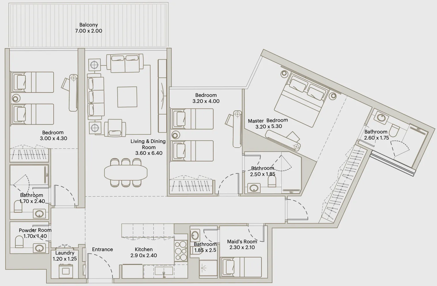Eleve 3 bed floor plan, 1,634 sqft