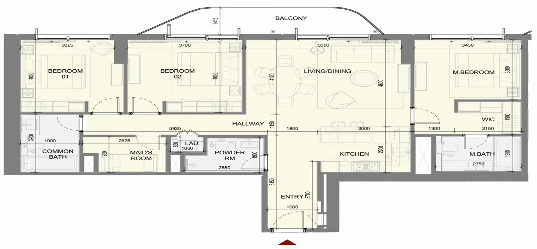 Takaya 3 bed floor plan, 1,517 sqft