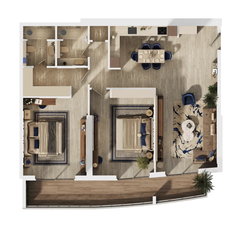 MAG 777 2 bed floor plan, 1,384 sqft