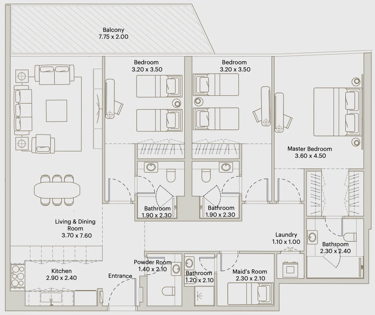 Eleve 3 bed floor plan, 1,697 sqft