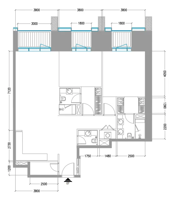 Tiger Sky Tower 2 bed floor plan, 1,400 – 1,513 sqft