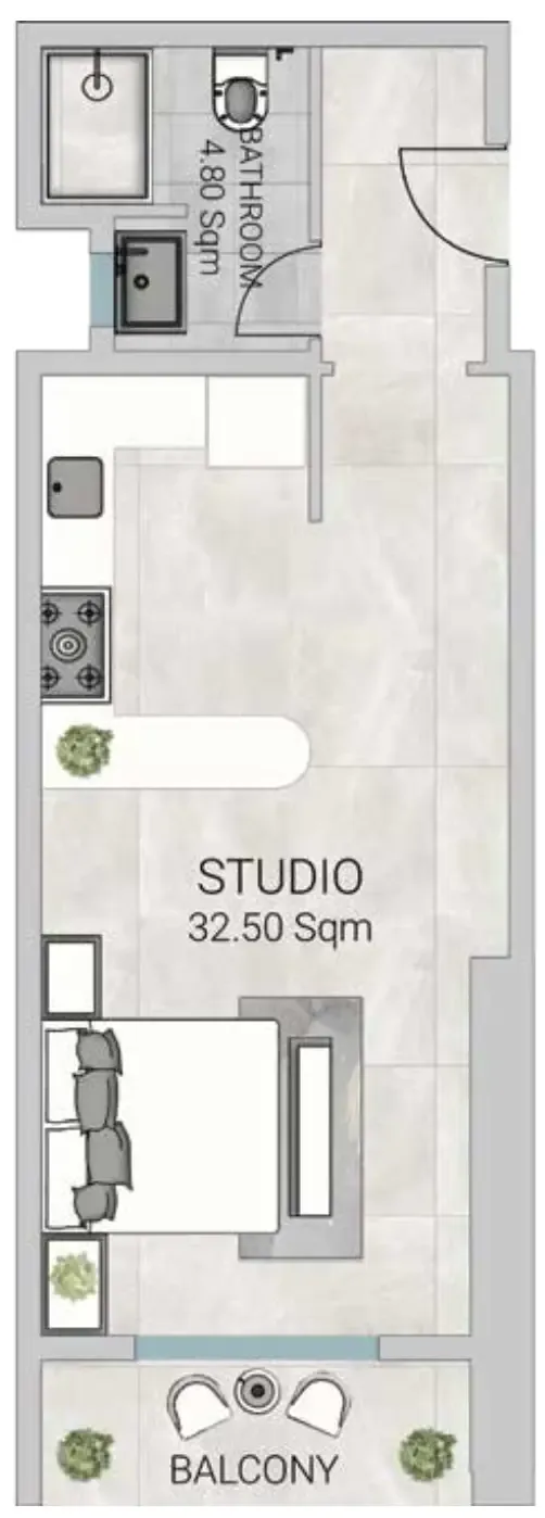 Al Ameera Village 5 Studio floor plan, 638 sqft