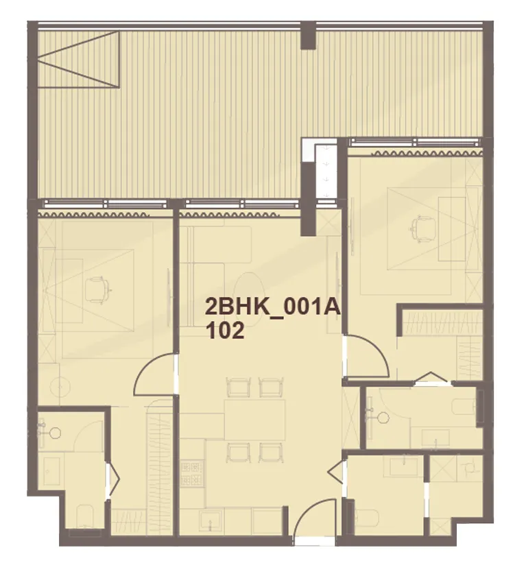 J-Haus Residence 2 bed floor plan, 1,205 sqft