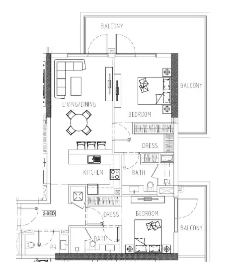 Damac Riverside Views 2 bed floor plan, 1,369 sqft