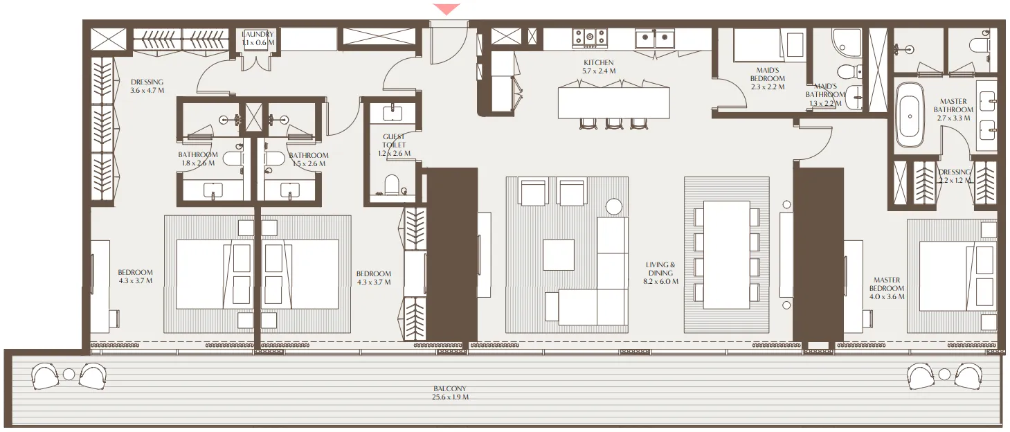 Akala Residences 3 bed floor plan, 2,647 sqft
