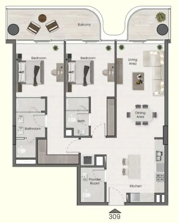 Saddlewood Park 2 bed floor plan, 1,151 sqft