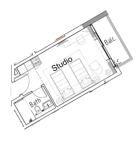 Damac Hills 2 - Hotel Edge by Rotana Studio floor plan, 354 sqft