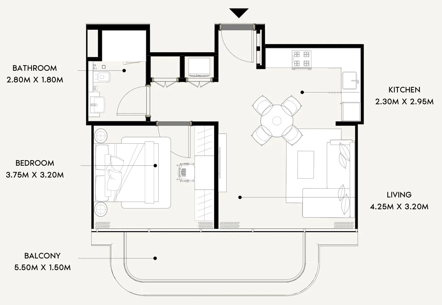 Azizi Wares 1 bed floor plan, 632 sqft