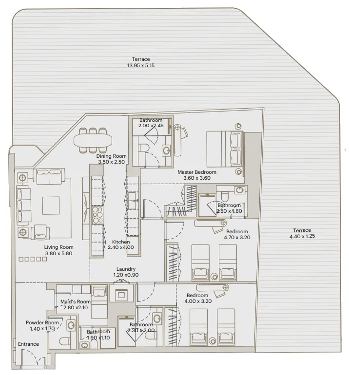 Eleve 3 bed floor plan, 2,946 sqft