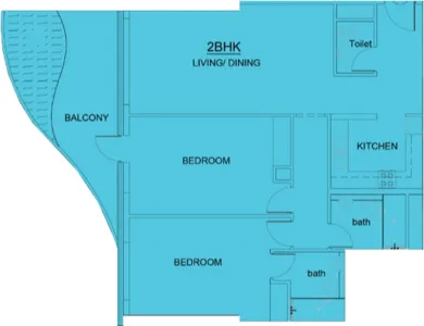 Volga Tower 2 bed floor plan, 1,405 sqft