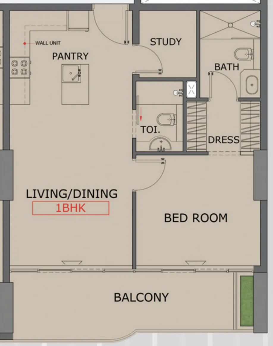 Floarea Skies 1 bed floor plan, 783 sqft