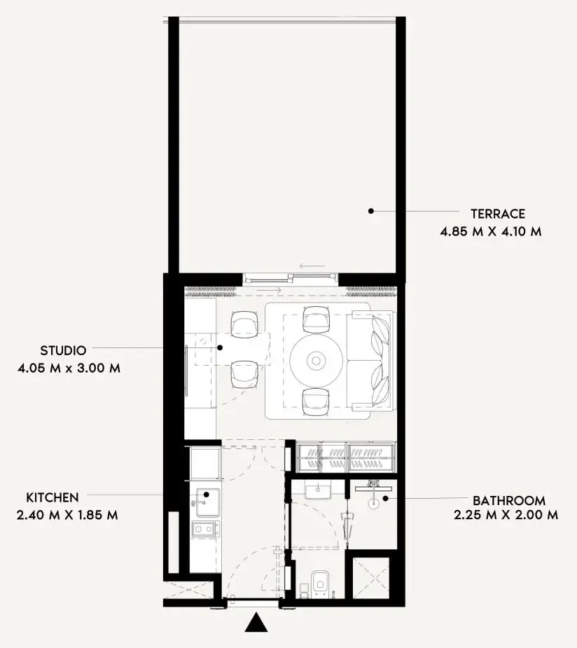 Azizi Lina Studio floor plan, 490 sqft