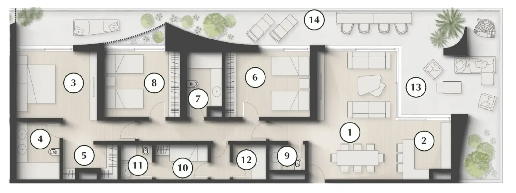 Lunaya Terraces 3 bed floor plan, 2,490 sqft