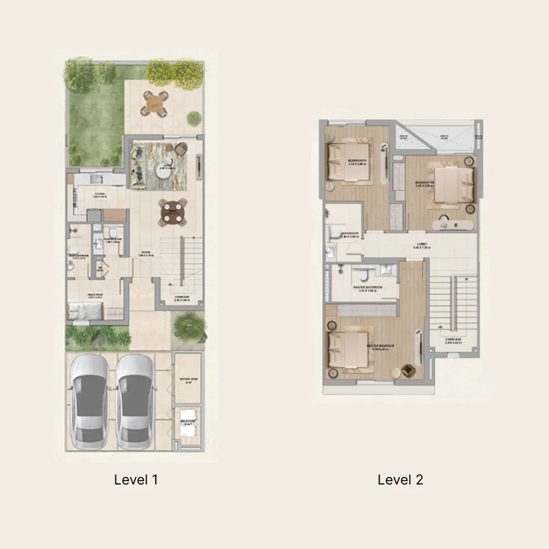 Al Ghadeer Parks 3 bed floor plan, 1,530 sqft