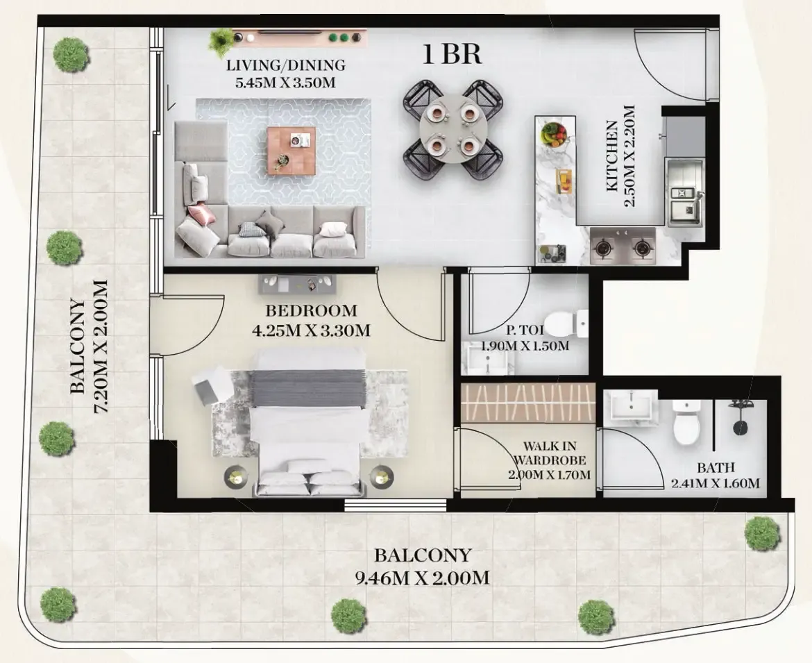 Chapter 01 by Newbury 1 bed floor plan, 991 sqft