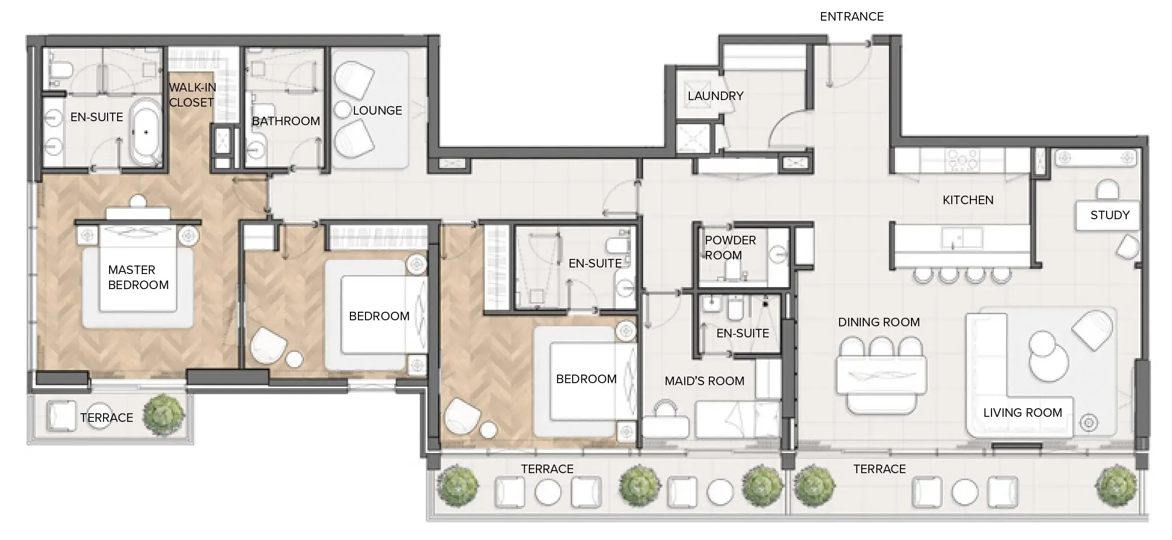 Residences Du Port Autograph Collection 3 bed floor plan, 2,498 sqft