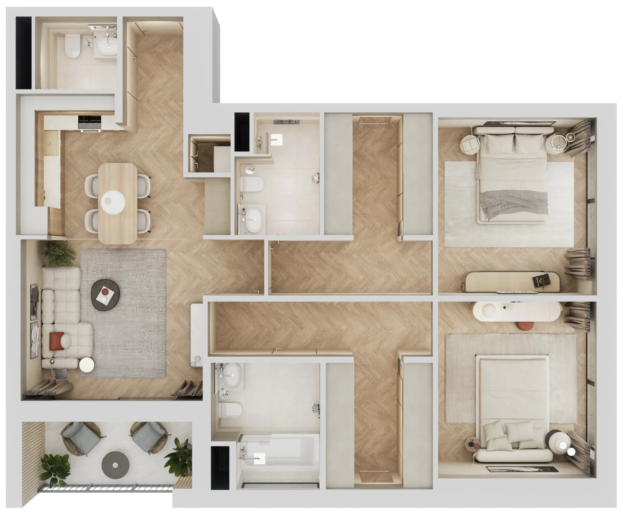 Arisha Terraces 2 bed floor plan, 1,181 sqft