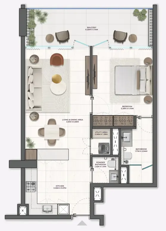 Derby Heights by AMIS 1 bed floor plan, 794 sqft