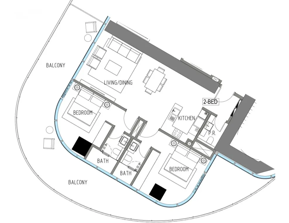 Damac Casa 2 bed floor plan, 1,858 sqft
