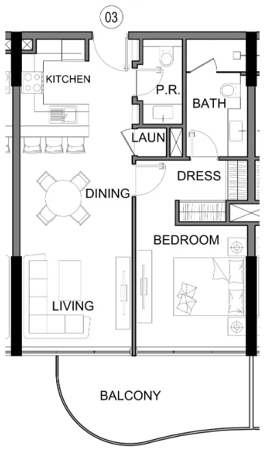 Damac Lagoons Views Phase 3 1 bed floor plan, 730 sqft